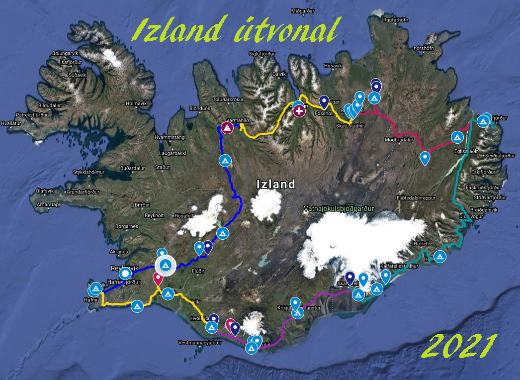 Izland map 2021